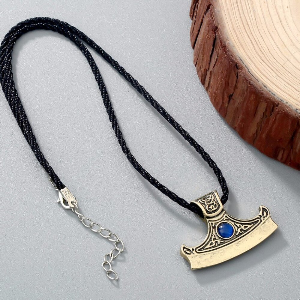 Viking Necklace Axe Talisman Retro Odin Rune Symbol Antique Slavic Nordic - Picture 5 of 7